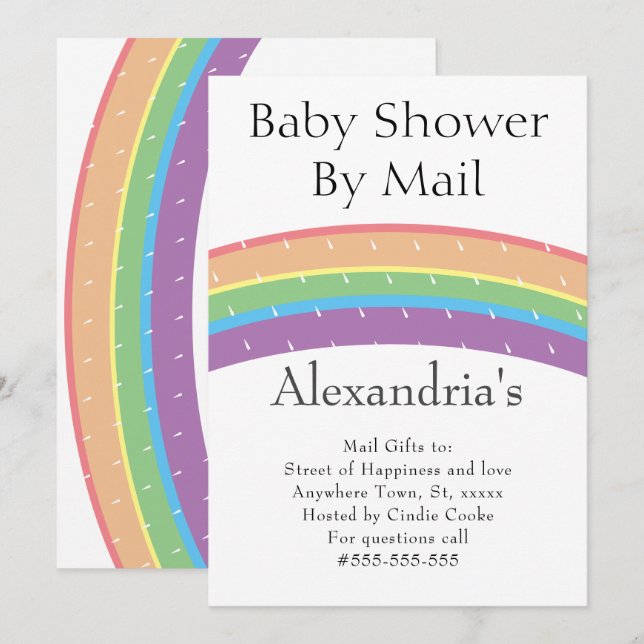 Rainbow Gender Neutral Baby Shower by Mail Inbjudningar (Fram/baksida)