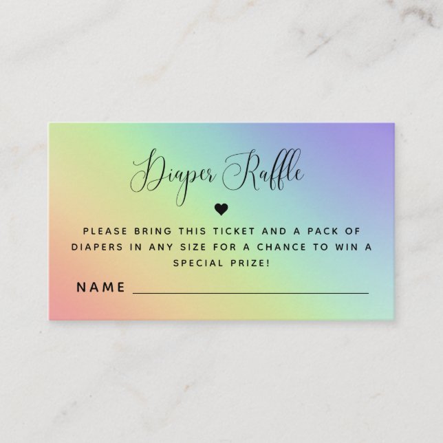 Rainbow Gender Neutral Baby Shower Diaper Raffle E Tilläggskort (Framsida)