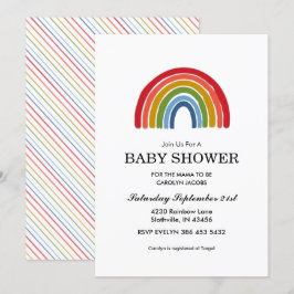 Rainbow Gender Neutral Baby Shower Inbjudningar