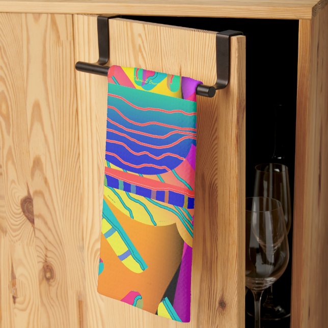 Rainbow Geo Fetstil Kökshandduk (Thirds Fold)