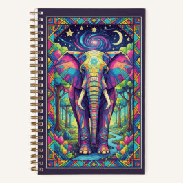 Rainbow Geometric Elephant Cosmic Forest Journal