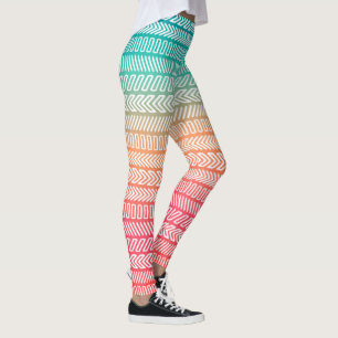 Rainbow Geometric Mönster Leggings