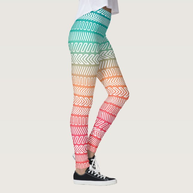 Rainbow Geometric Mönster Leggings (Höger)