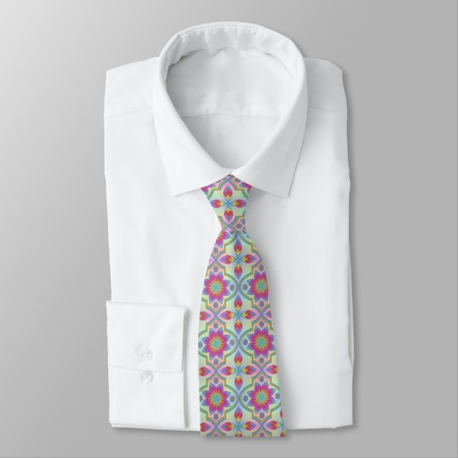 Rainbow Geometric Mönster Necktie Slips (Bunden)