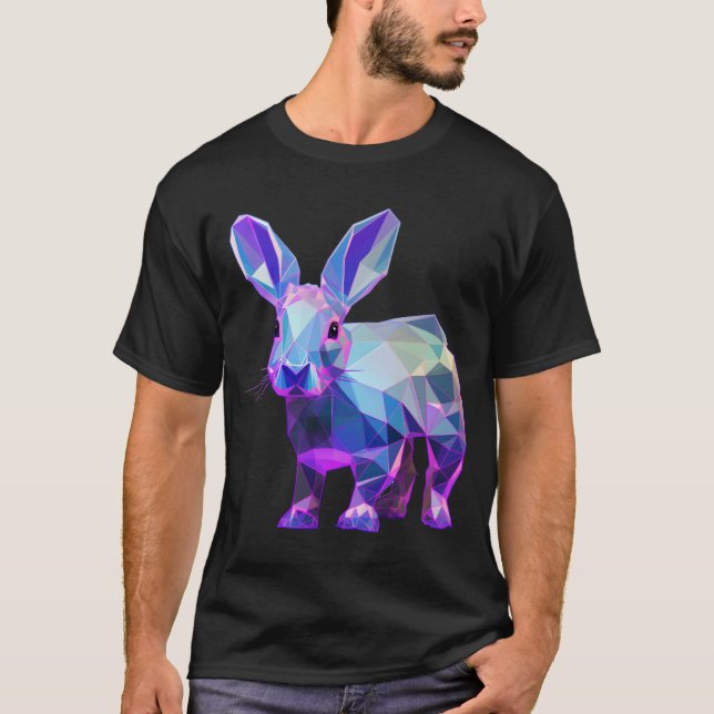 Rainbow Geometric Rabbit T Shirt (Framsida)