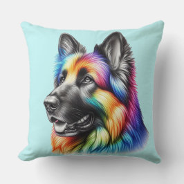 Rainbow German Shepherd Cozy Poem  Kudde