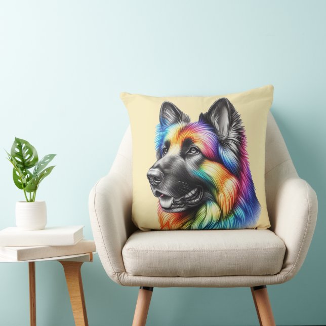 Rainbow German Shepherd Cozy Poem  Kudde (Stol)