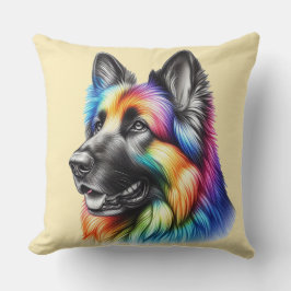 Rainbow German Shepherd Cozy Poem  Kudde