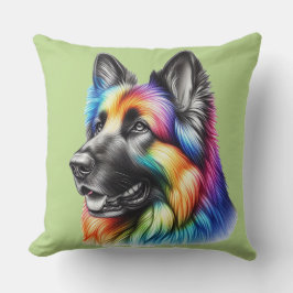 Rainbow German Shepherd Cozy Poem  Kudde