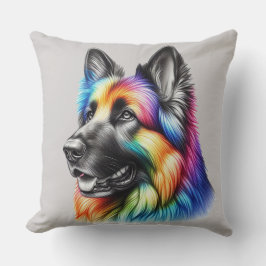 Rainbow German Shepherd Cozy Poem  Kudde