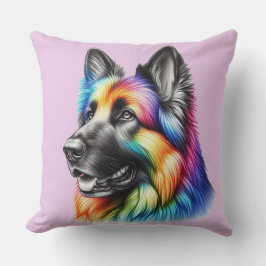 Rainbow German Shepherd Cozy Poem  Kudde