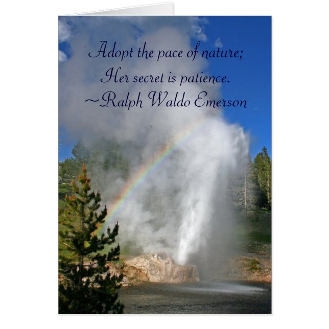 Rainbow Geyser Yellowstone w/ Berömd Emerson Quote Hälsningskort (Framsidan)