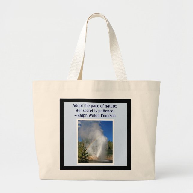 Rainbow Geyser Yellowstone w/ Berömd Emerson Quote Jumbo Tygkasse (Framsidan)