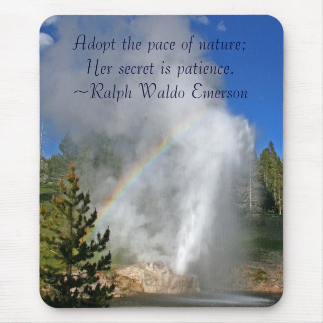 Rainbow Geyser Yellowstone w/ Berömd Emerson Quote Musmatta (Framsidan)