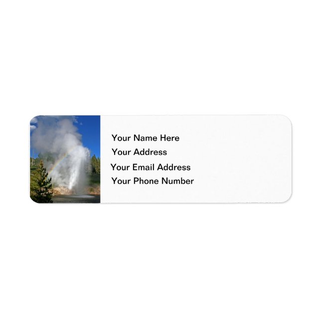 Rainbow Geyser Yellowstone w/ Berömd Emerson Quote Returadress Etikett (Framsidan)