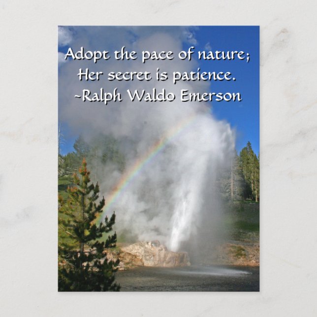 Rainbow Geyser Yellowstone w/ Berömd Emerson Quote Vykort (Framsida)
