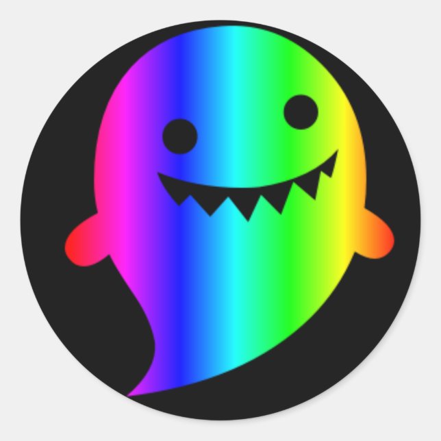 Rainbow Ghost-dekett Runt Klistermärke (Framsida)