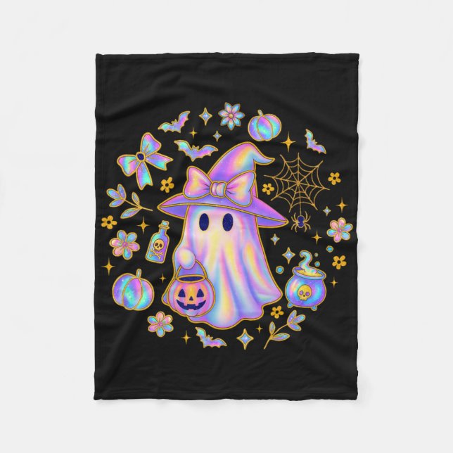 Rainbow Ghost Witch Shirt Cute Pumpkin Cauldron Sp Fleecefilt (Framsidan)