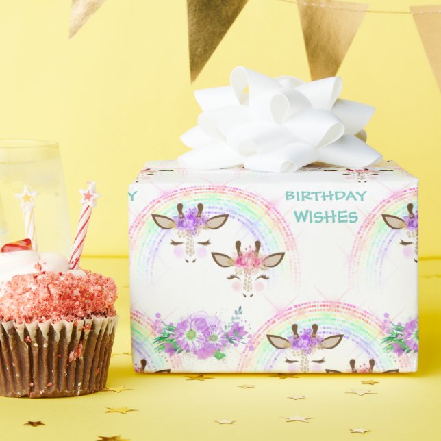 Rainbow Giraffe Ansikte Birthday Presentpapper (Födelsedagsfest)