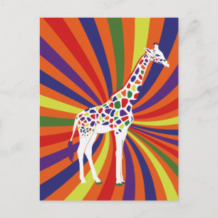 Rainbow Giraffe Art Vykort