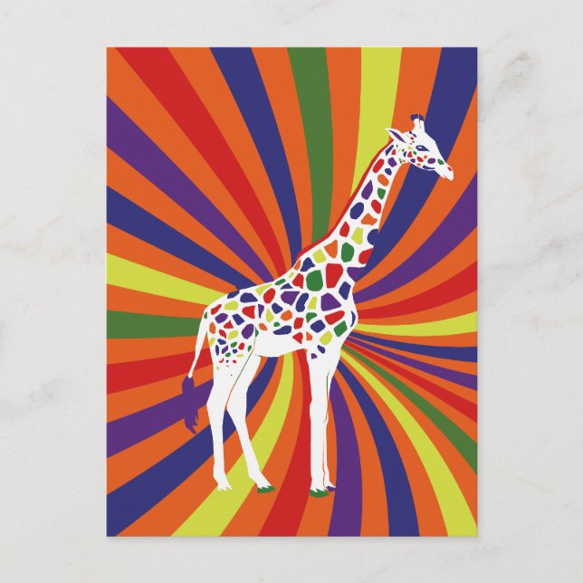 Rainbow Giraffe Art Vykort (Framsida)