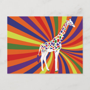 Rainbow Giraffe Art Vykort
