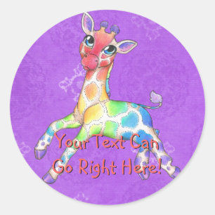 Rainbow Giraffe Stickers Runt Klistermärke