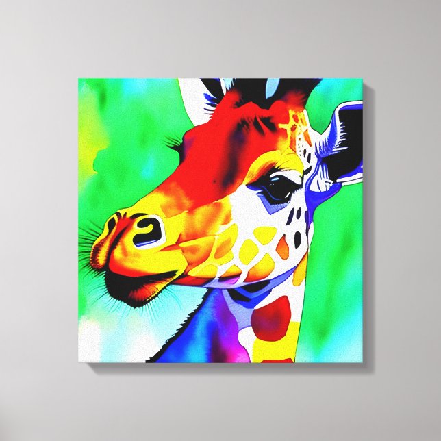 Rainbow Giraffe Stretched Canvas (Framsida)