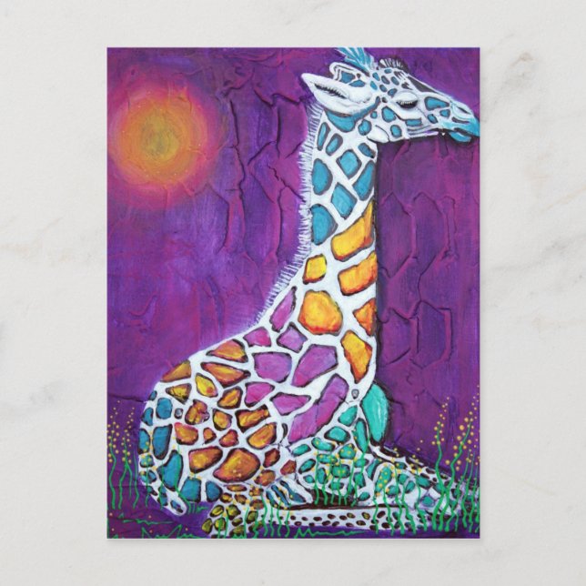 Rainbow Giraffe Vykort (Framsida)