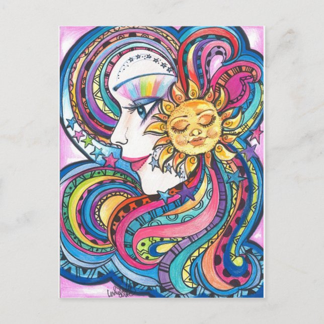 Rainbow Girl Fantasy Art Postcard Vykort (Framsida)
