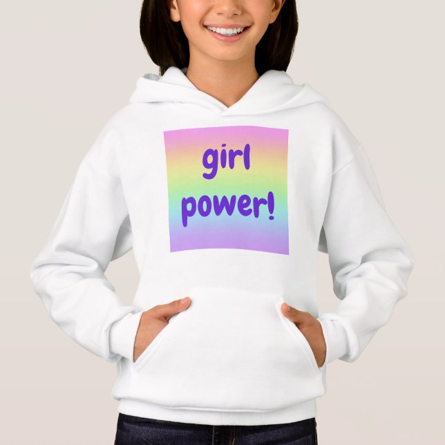 Rainbow Girl Power Hoodie Sweatshirt T Shirt (Framsida)