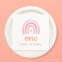 Rainbow Girl's First Födelsedagsfest Napkins