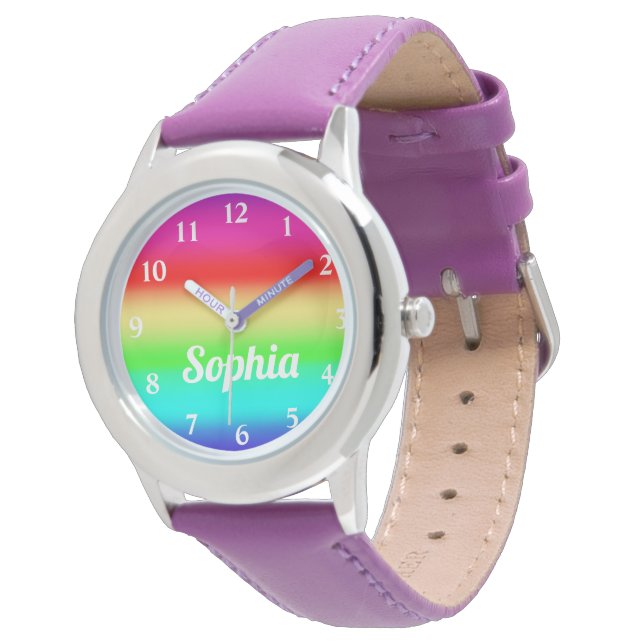Rainbow Girls Personlig Namn Cute-mall Armbandsur (Vinklad)