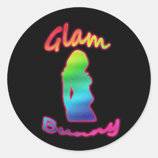 Rainbow Glam Bunny Logotyp Sticker Round Runt Klistermärke