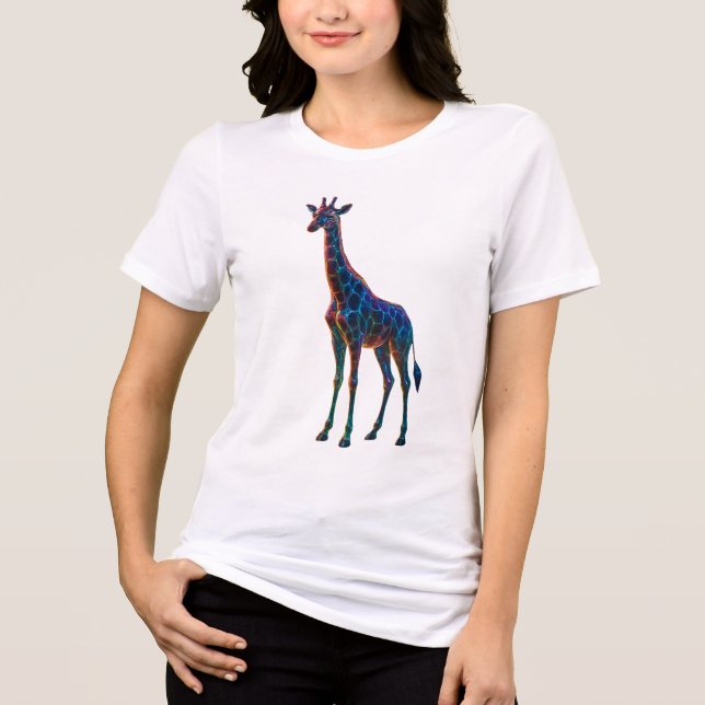 Rainbow Glass Giraffe Art T Shirt (Framsida)