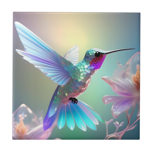 Rainbow Glass Hummingbird Kakelplatta (Framsidan)