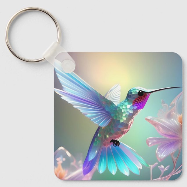Rainbow Glass Hummingbird Nyckelring (Framsida)