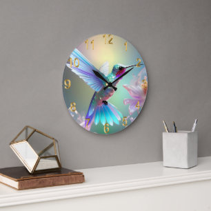 Rainbow Glass Hummingbird Stor Klocka