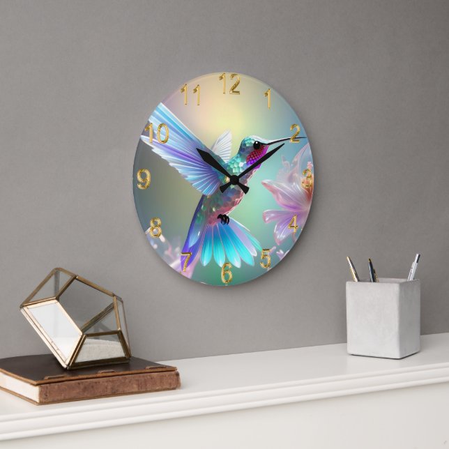 Rainbow Glass Hummingbird Stor Klocka (Kontor)