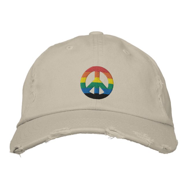 Rainbow GLBT Fredstecken Hat Broderad Keps (Framsida)
