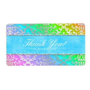 Rainbow Glimmer Damask Wedding Tack Fraktsedel