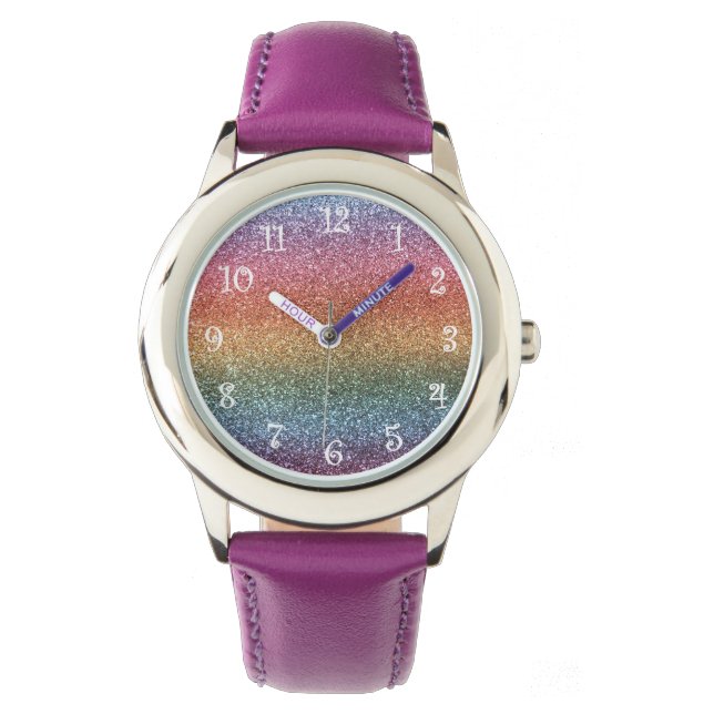 Rainbow glitter armbandsur (Framsida)