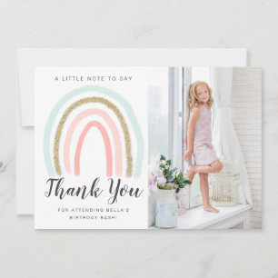 Rainbow Glitter Birthday Tack You Card Kort