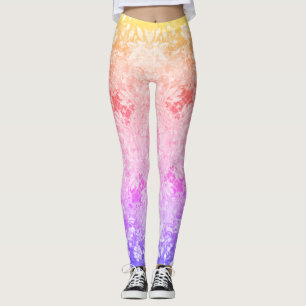 Rainbow Glitter Blommönster Leggings
