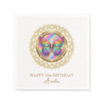 Rainbow Glitter Butterfly Elegant Lace Party