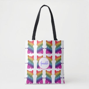 Rainbow Glitter Cats Cute Roligt Mönster Tygkasse