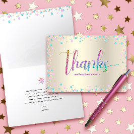 Rainbow Glitter Confetti Guld Sweet 16 Birthday Tack Kort