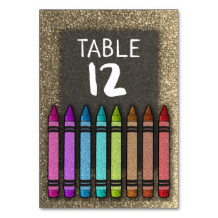 Rainbow Glitter Crayon First Birthday Baby Shower Bordsnummer