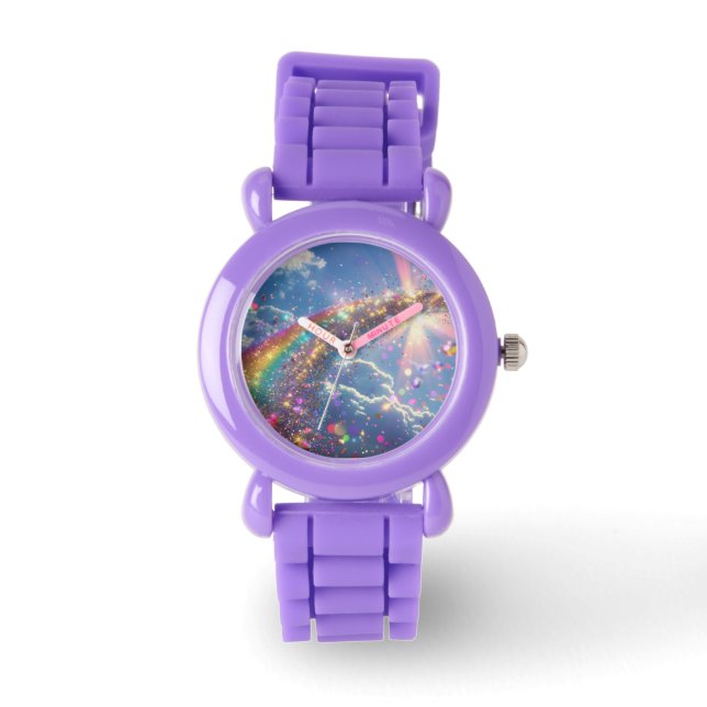 Rainbow Glitter Digital Art Armbandsur (Framsida)