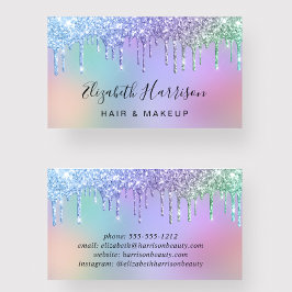Rainbow Glitter Drips Beauty Visitkort